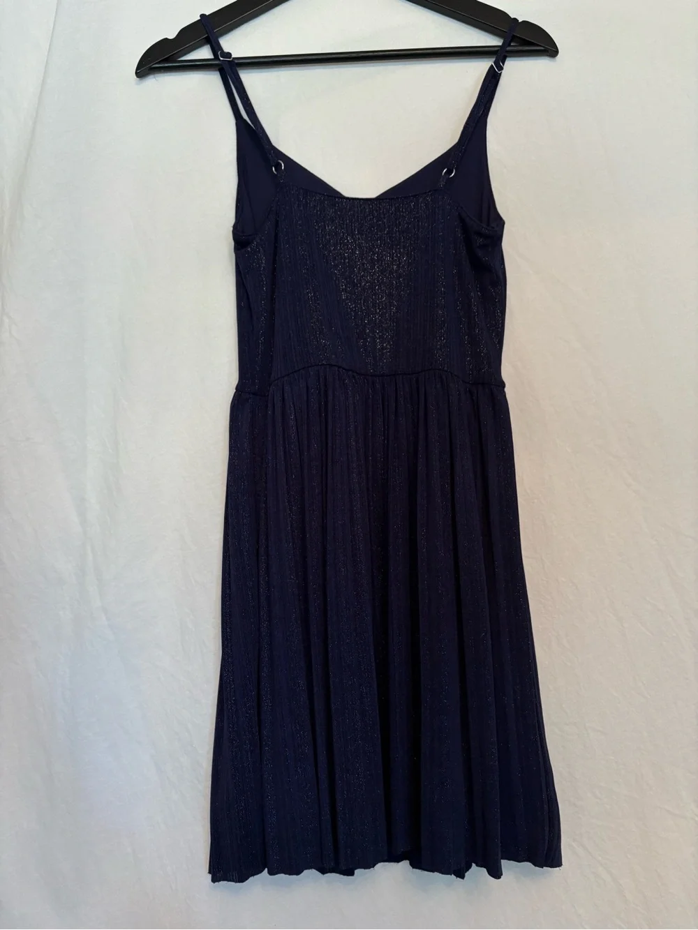 Hollister Navy Sparkle Pleated Midi Dress